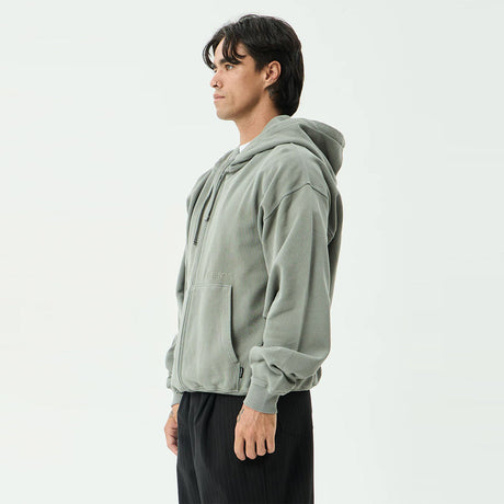 AFENDS Genesis Boxy Zip Hood - Washed Sycamore