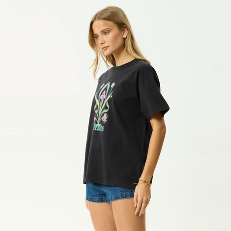 AFENDS Women's Good Nature Oversized Tee - Stone Black