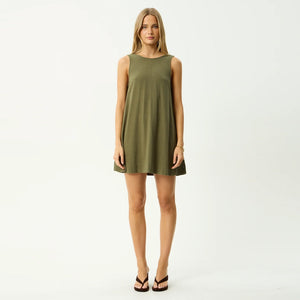AFENDS Halle Linen Mini Dress - Deep Olive
