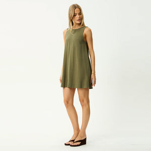 AFENDS Halle Linen Mini Dress - Deep Olive