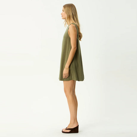 AFENDS Halle Linen Mini Dress - Deep Olive