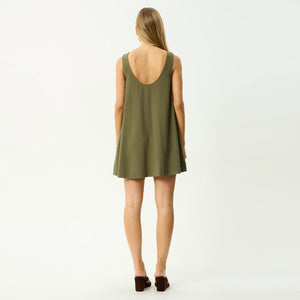 AFENDS Halle Linen Mini Dress - Deep Olive
