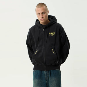 AFENDS Heaven Boxy Zip Hood - Stone Black