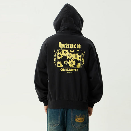 AFENDS Heaven Boxy Zip Hood - Stone Black