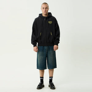 AFENDS Heaven Boxy Zip Hood - Stone Black