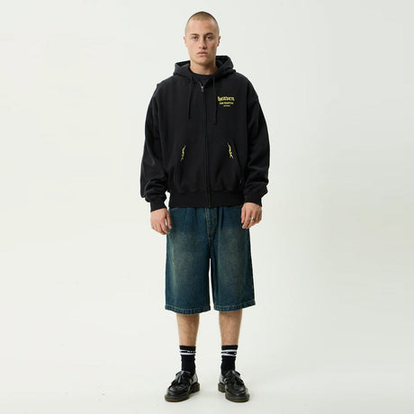 AFENDS Heaven Boxy Zip Hood - Stone Black