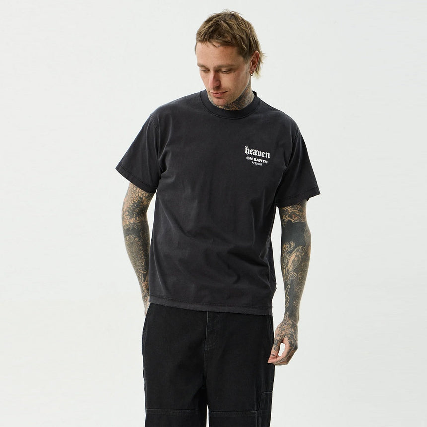 AFENDS Heaven Heavyweight Boxy Tee - Stone Black