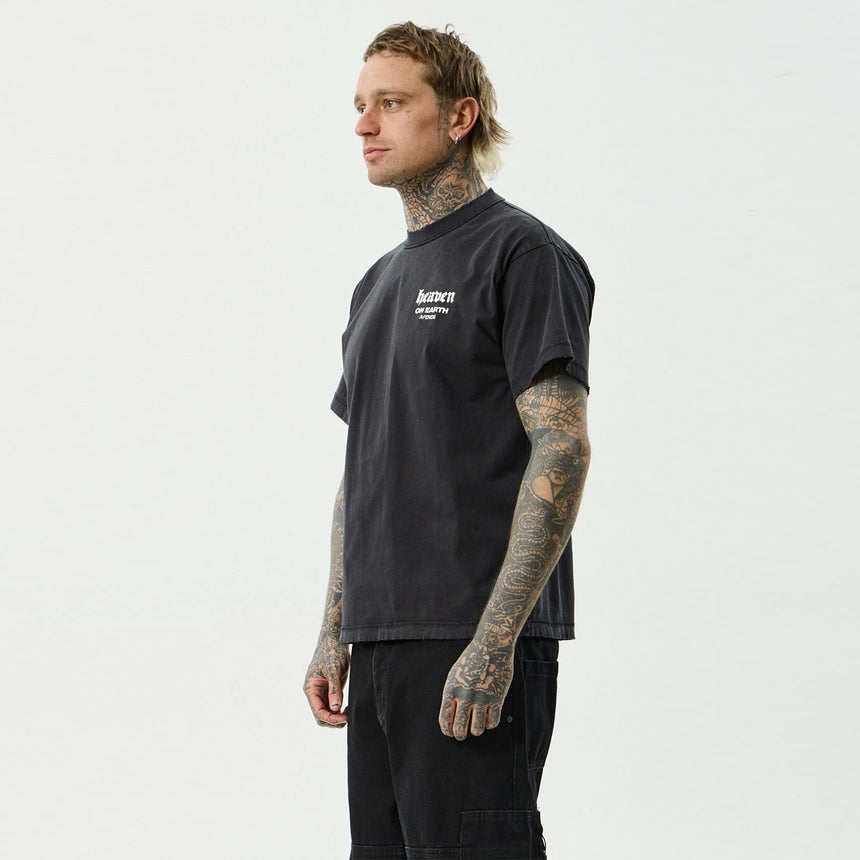 AFENDS Heaven Heavyweight Boxy Tee - Stone Black