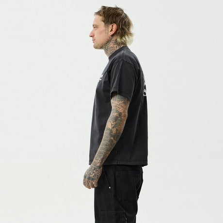 AFENDS Heaven Heavyweight Boxy Tee - Stone Black