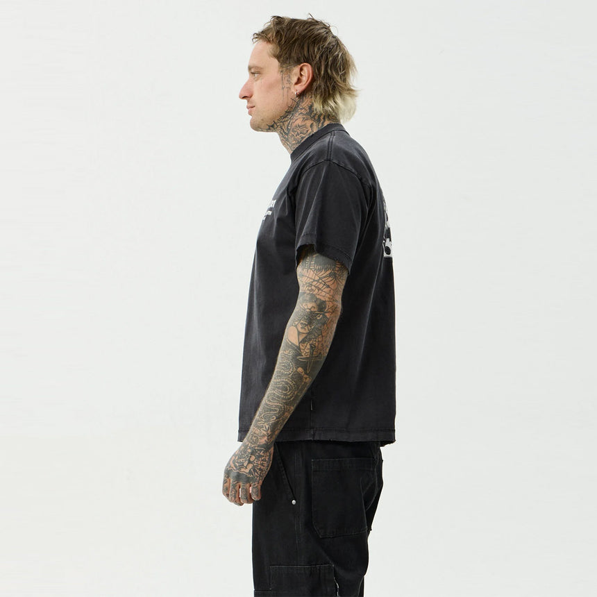 AFENDS Heaven Heavyweight Boxy Tee - Stone Black