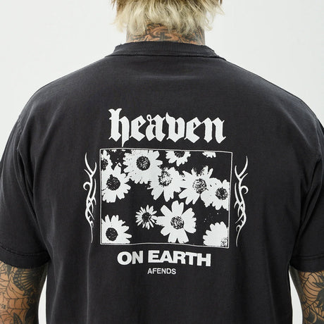 AFENDS Heaven Heavyweight Boxy Tee - Stone Black