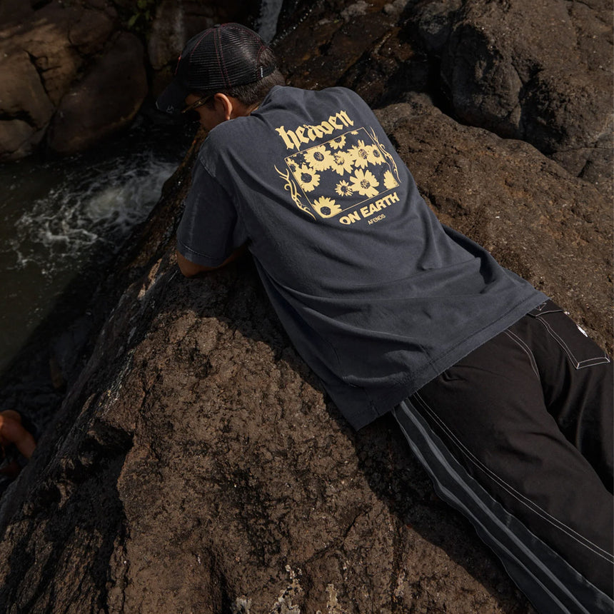 AFENDS Heaven Heavyweight Boxy Tee - Washed Deep Sea