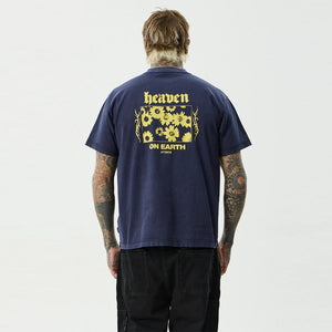 AFENDS Heaven Heavyweight Boxy Tee - Washed Deep Sea
