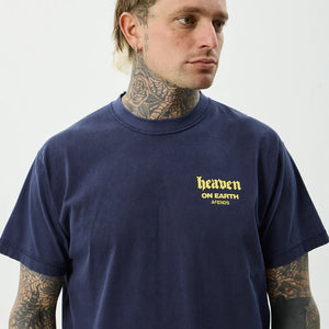 AFENDS Heaven Heavyweight Boxy Tee - Washed Deep Sea