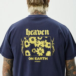 AFENDS Heaven Heavyweight Boxy Tee - Washed Deep Sea