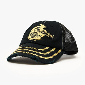 AFENDS Heavy Parts Recycled 6 Panel Mesh Cap - Stone Black