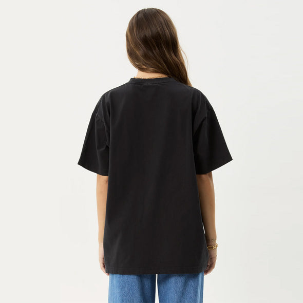 AFENDS Heavy Petal Heavyweight Boxy Tee - Stone Black