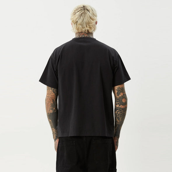 AFENDS Heavy Petal Heavyweight Boxy Tee - Stone Black