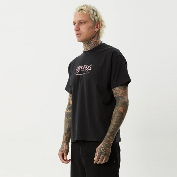 AFENDS Horsey Boxy Fit Tee - Stone Black