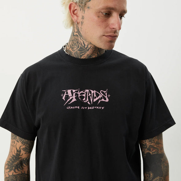 AFENDS Horsey Boxy Fit Tee - Stone Black