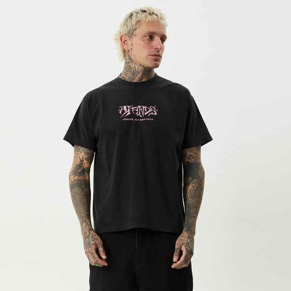 AFENDS Horsey Boxy Fit Tee - Stone Black