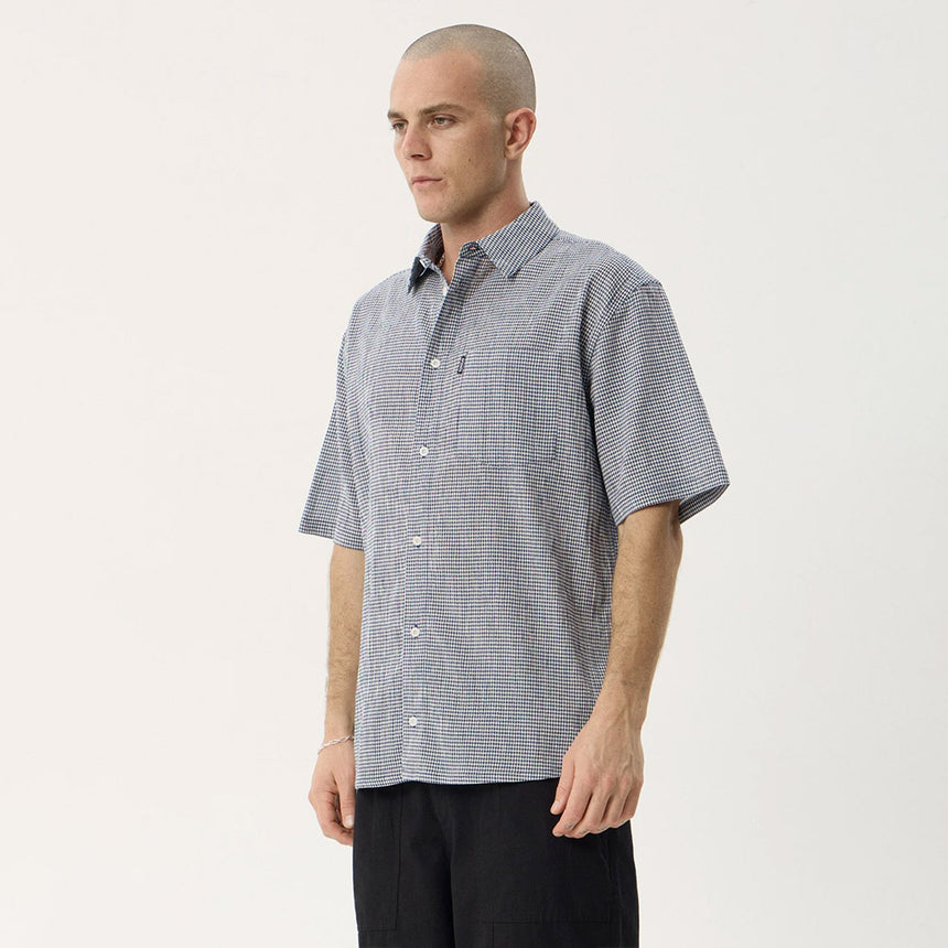 AFENDS Independent Short Sleeve Shirt - Navy Check