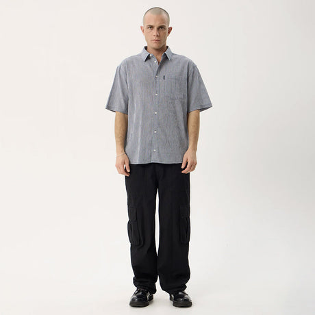 AFENDS Independent Short Sleeve Shirt - Navy Check