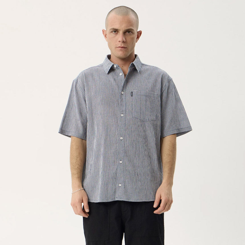 AFENDS Independent Short Sleeve Shirt - Navy Check