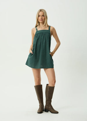 AFENDS Inka Seersucker Mini Dress - Reverb Pine Check