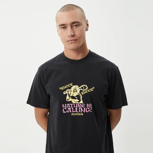 AFENDS Knock Knock Retro Tee - Stone Black