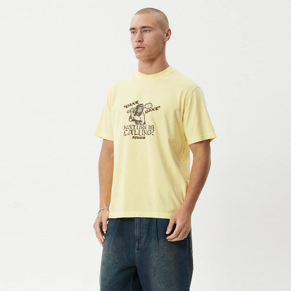 AFENDS Knock Knock Retro Tee - Washed Lemon