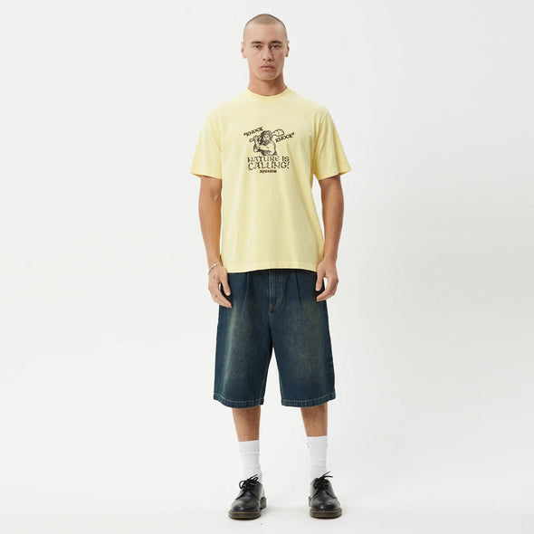 AFENDS Knock Knock Retro Tee - Washed Lemon