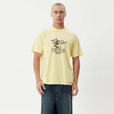 AFENDS Knock Knock Retro Tee - Washed Lemon