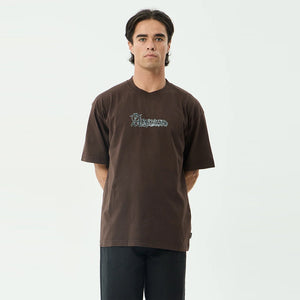 AFENDS Labyrinth Boxy Tee - Washed Coffee