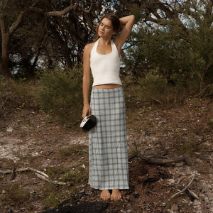 AFENDS Lagoon Seersucker Maxi Skirt - Overcast Check