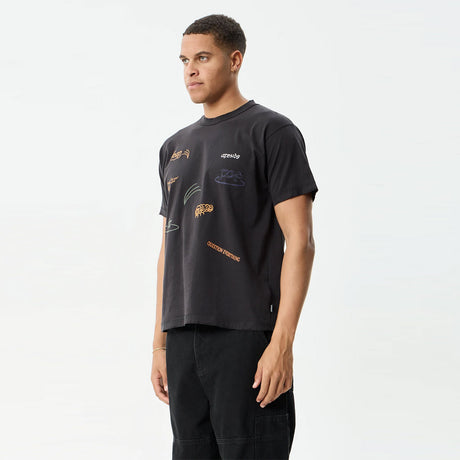 AFENDS Leap Heavyweight Boxy Tee - Stone Black