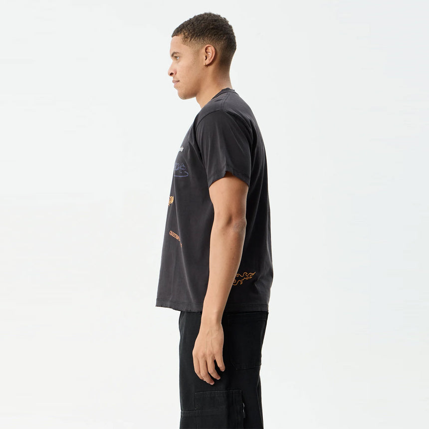 AFENDS Leap Heavyweight Boxy Tee - Stone Black