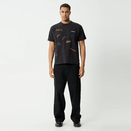 AFENDS Leap Heavyweight Boxy Tee - Stone Black