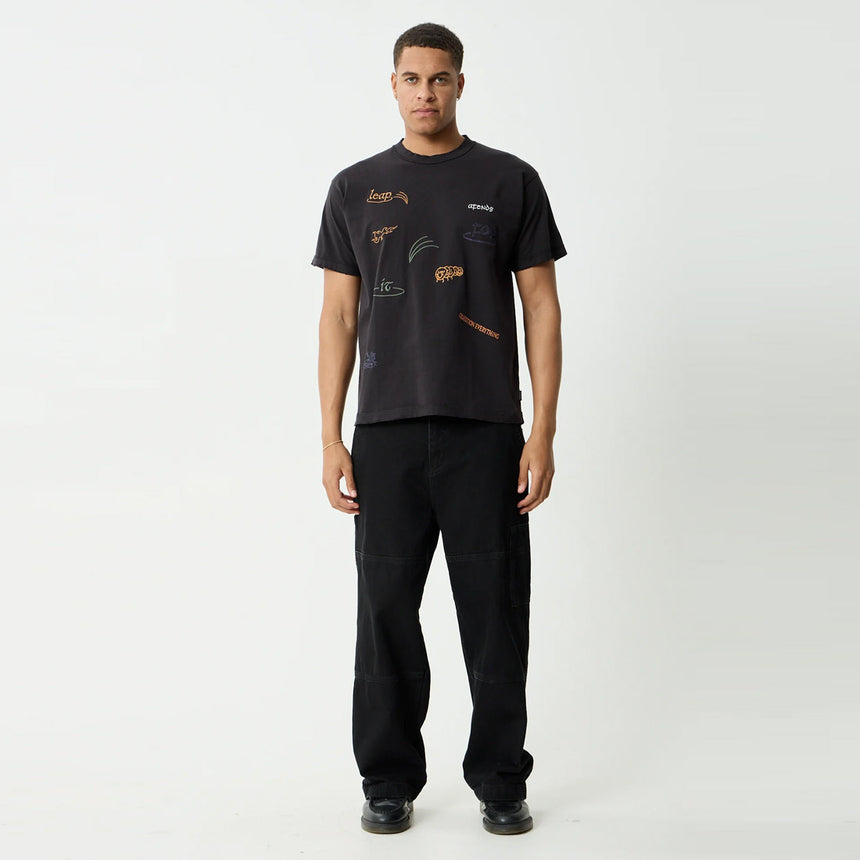 AFENDS Leap Heavyweight Boxy Tee - Stone Black