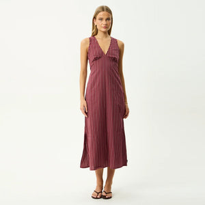 AFENDS Ledger Maxi Dress - Burgundy Stripe