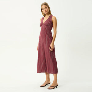 AFENDS Ledger Maxi Dress - Burgundy Stripe
