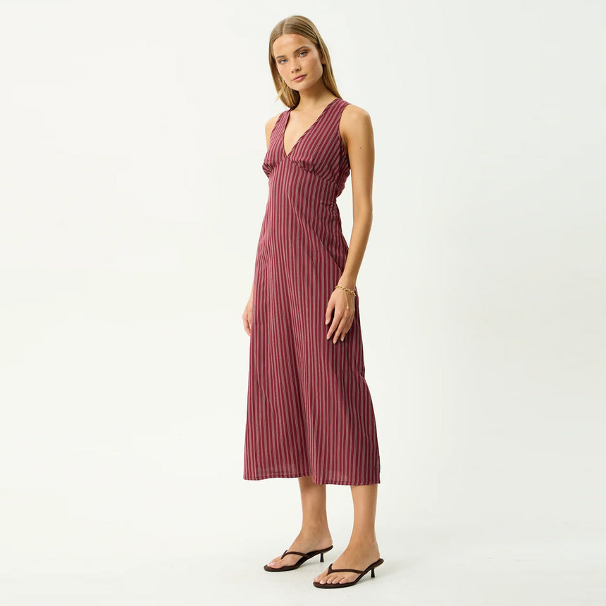 AFENDS Ledger Maxi Dress - Burgundy Stripe
