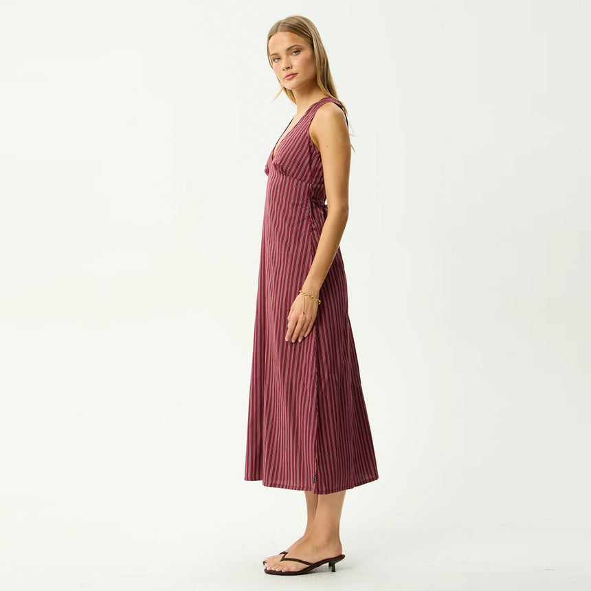 AFENDS Ledger Maxi Dress - Burgundy Stripe