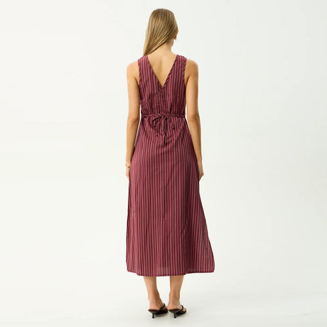 AFENDS Ledger Maxi Dress - Burgundy Stripe