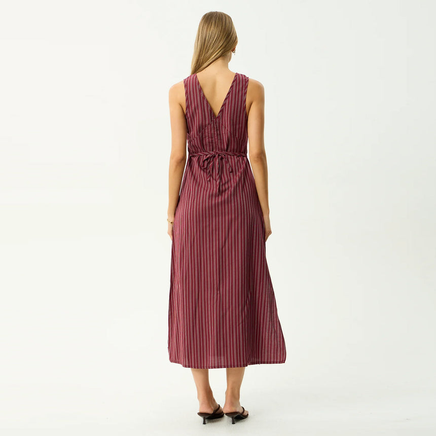 AFENDS Ledger Maxi Dress - Burgundy Stripe