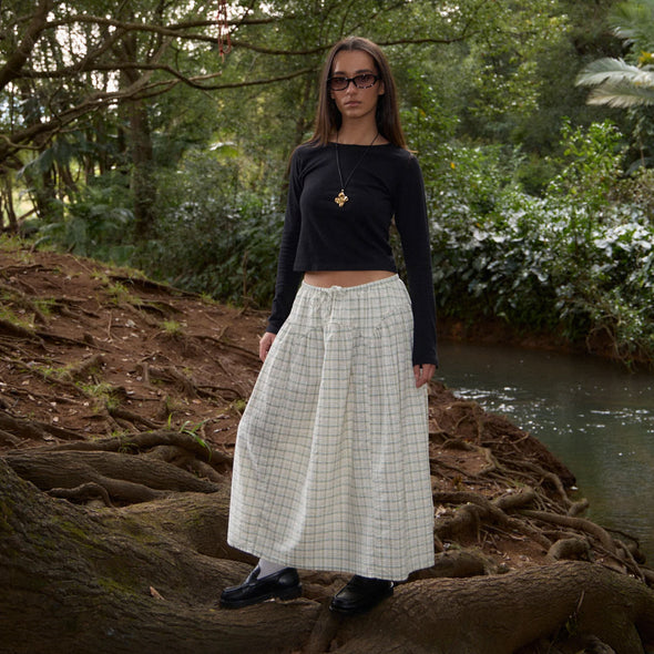 AFENDS Legacy Check Midi Skirt - Boa Check