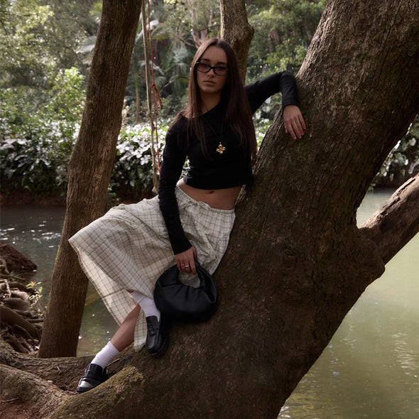 AFENDS Legacy Check Midi Skirt - Boa Check