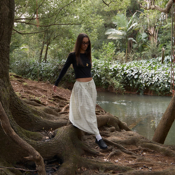 AFENDS Legacy Check Midi Skirt - Boa Check