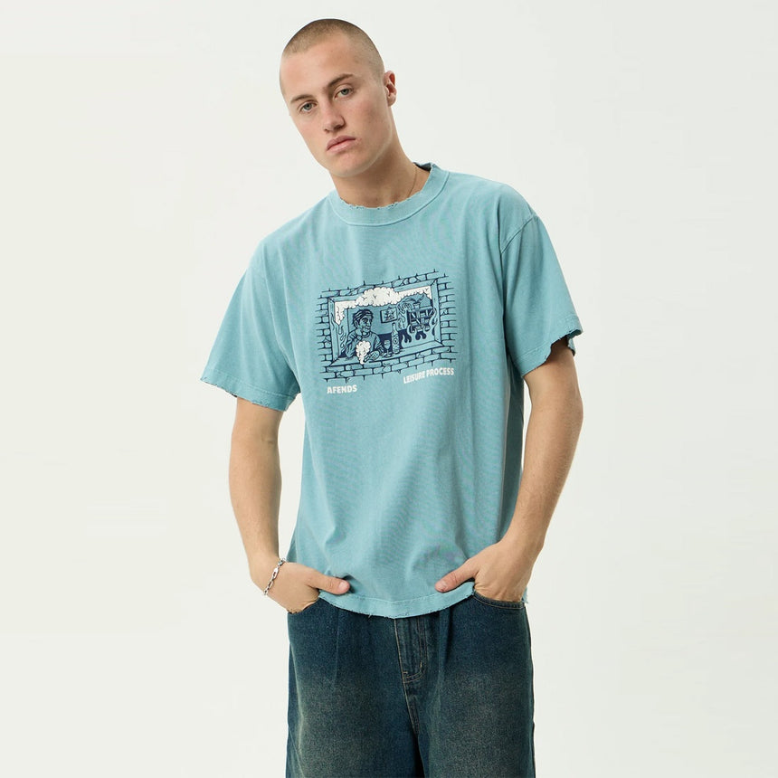 AFENDS Leisure Process Recycled Boxy Tee - Washed Overcast
