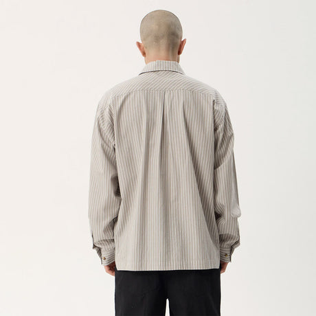 AFENDS Lennox Short Sleeve Shirt - Olive Stripe